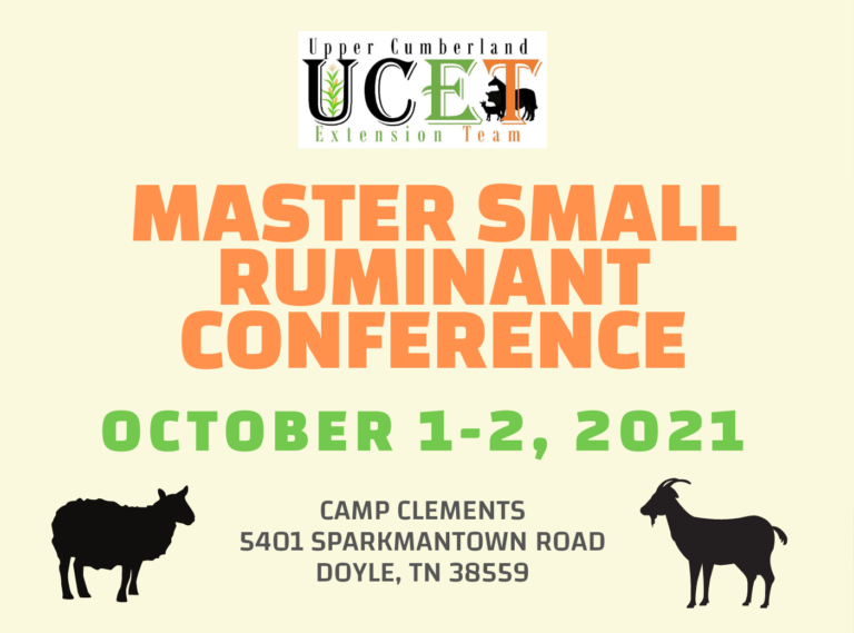 Upper Cumberland Master Small Ruminant Conference | October 1-2, 2021