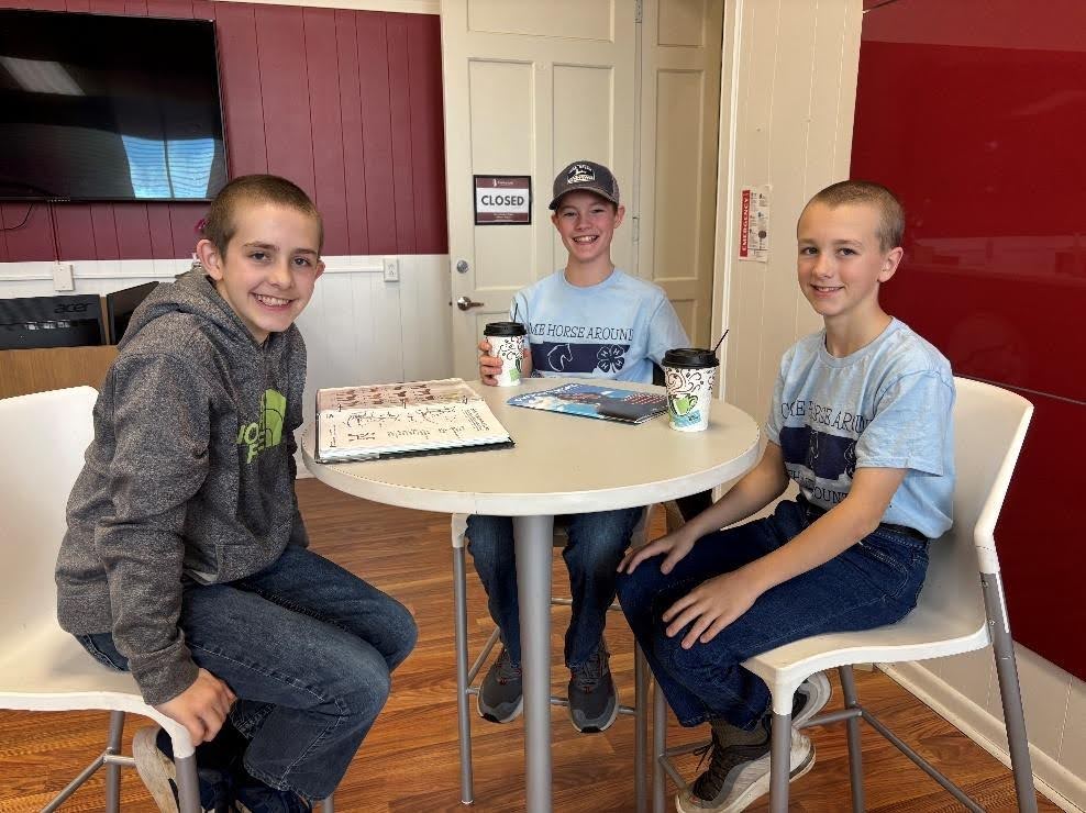 Luke, Kyler, and Titus get in some last-minute studying for the Horse Bowl competition!