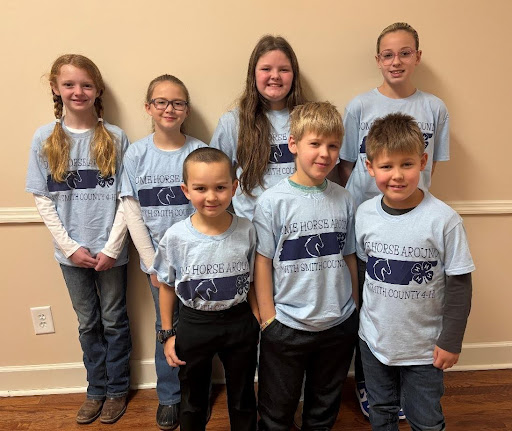 Smith County’s Junior Division Competitors in the 2026 4-H Hippology Contest Pictured are Winnie Jo Hendry, Tinley Butler, Hannah Reeder, Sophie Hale, Peter Chartier, Lucas Potapov, and Sammy Potapov.